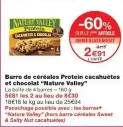 Monop' NATURE VALLEY Barre de céréales Protein cacahuètes et chocolat offre