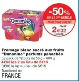 Monop' DANONINO Fromage blanc sucré aux fruits parfums panachés offre