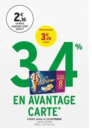 Intermarché CÔNES VANILLE X8 EXTRÊME offre