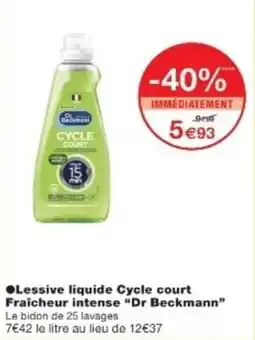 Monop' DR BECKMANN Lessive liquide Cycle court Fraîcheur intense offre