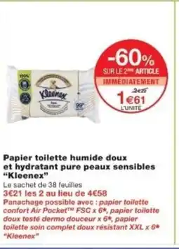Monop' KLEENEX Papier toilette humide doux et hydratant pure peaux sensibles offre