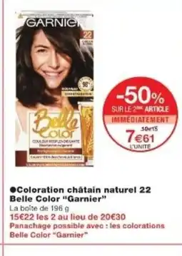 Monop' GARNIER Coloration châtain naturel 22 Belle Color offre