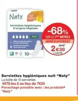 Monop' NATY Serviettes hygiéniques nuit offre