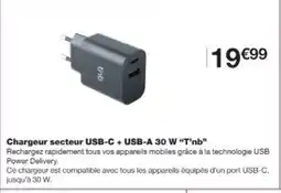 Monop' T'NB Chargeur secteur USB-C + USB-A 30 W offre