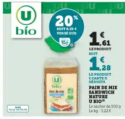 Hyper U Pain de mie sandwich nature u bio offre