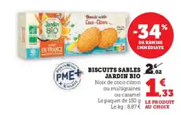 Hyper U JARDIN BIO Biscuits sables offre