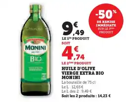 Hyper U MONINI Huile d'olive vierge extra bio offre