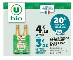 Hyper U Jus de pomme petillant funny pop u bio offre
