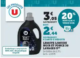 Hyper U U Lessive liquide noir et fonce 30 lavages offre