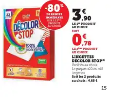 Hyper U DECOLOR STOP Lingettes offre