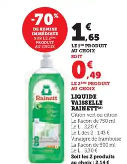 Hyper U RAINETT Liquide vaisselle offre