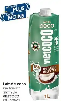 METRO Lait de coco avec bouchon refermable vietcoco offre