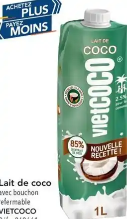 METRO Lait de coco avec bouchon refermable vietcoco offre