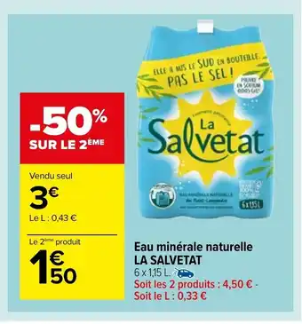 Carrefour Market Eau Minèrale Naturelle La Salvetat offre