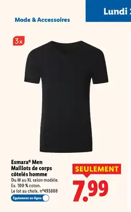 Lidl ESMARA MNE Maillots de corps côtelés homme offre