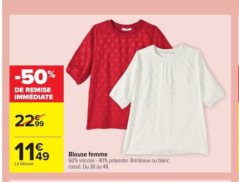 Promo Blouse Femme chez Carrefour