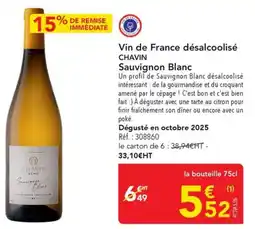 METRO Vin de france désalcoolisé chavin sauvignon blanc offre
