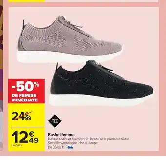 Carrefour Basket Femme offre