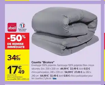 Carrefour Couette "Bicolore" offre