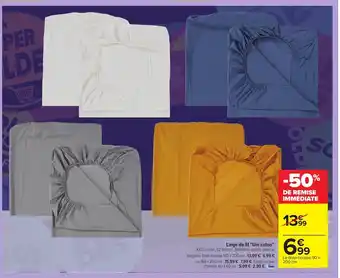 Carrefour Linge De Lit "Uni Coton" offre