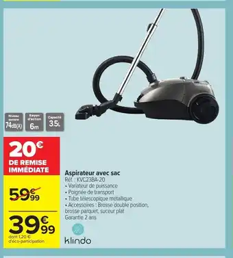 Carrefour Aspirateur Avec Sac offre
