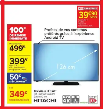 Carrefour Tèlèviseur LED 4K* offre