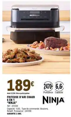 E.Leclerc FRITEUSE D’AIR CHAUD 6 EN 1 'NINJA' offre