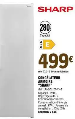E.Leclerc Congélateur Armoire Sharp offre