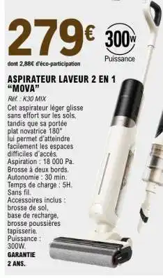E.Leclerc ASPIRATEUR LAVEUR 2 EN 1 “MOVA” offre