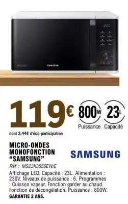 E.Leclerc Micro-ondes Monofonction Samsung offre