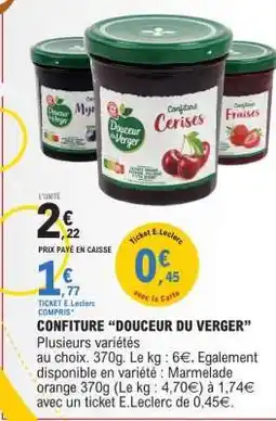 E.Leclerc CONFITURE “DOUCEUR DU VERGER” offre