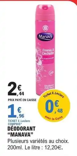 E.Leclerc DÉODORANT “MANAVA” offre