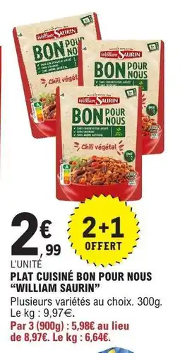 E.Leclerc Plat Cuisiné Bon Pour Nous 'William Saurin' offre