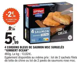 E.Leclerc 4 CORDONS BLEUS DE SAUMON MSC SURGELÉS GIMBERT OCÉAN offre