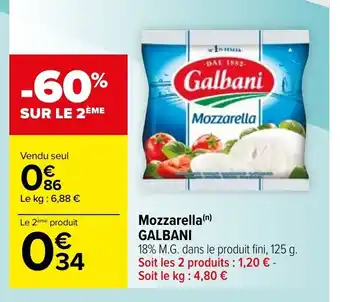 Carrefour Mozzarella Galbani offre