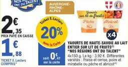 E.Leclerc Express Yaourts de haute-savoie au lait entier sur lit de fruits nos régions ont du talent offre