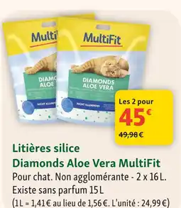 Maxi Zoo Multifit litières silice diamonds aloe vera offre
