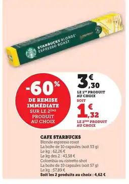 Super U Starbucks café offre