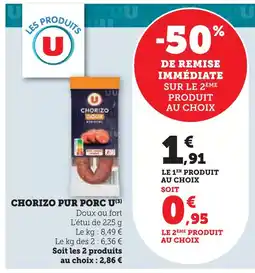 Super U U chorizo pur porc offre