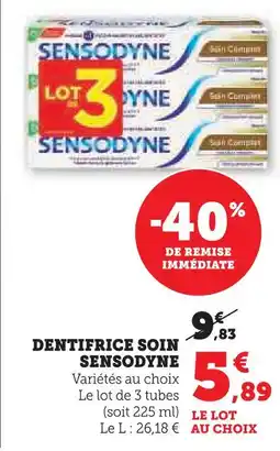 Super U Sensodyne dentifrice soin offre
