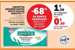 Super U Sanytol lingettes désinfectantes multi-usages(a)(b) offre