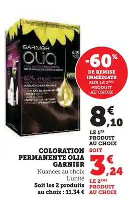Super U Garnier coloration permanente olia offre