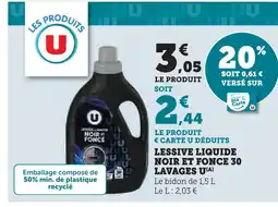 Super U U lessive liquide noir et foncé 30 lavages offre
