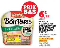 Super U Herta jambon à l'étouffée conservation sans nitrite le bon paris offre