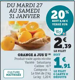 Super U U orange à jus offre