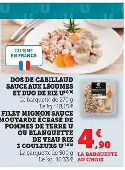 Super U U dos de cabillaud sauce aux légumes et duo de riz offre