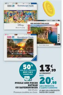 Super U Nathan ou ravensburger puzzle 1000 pièces offre