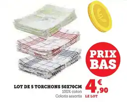 Super U Lot de 5 torchons 50x70cm offre