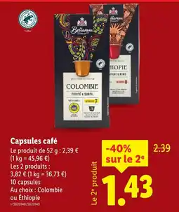 Lidl Bellarom capsules café offre