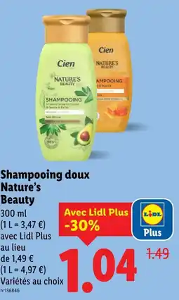 Lidl Cien shampooing doux nature’s beauty offre
